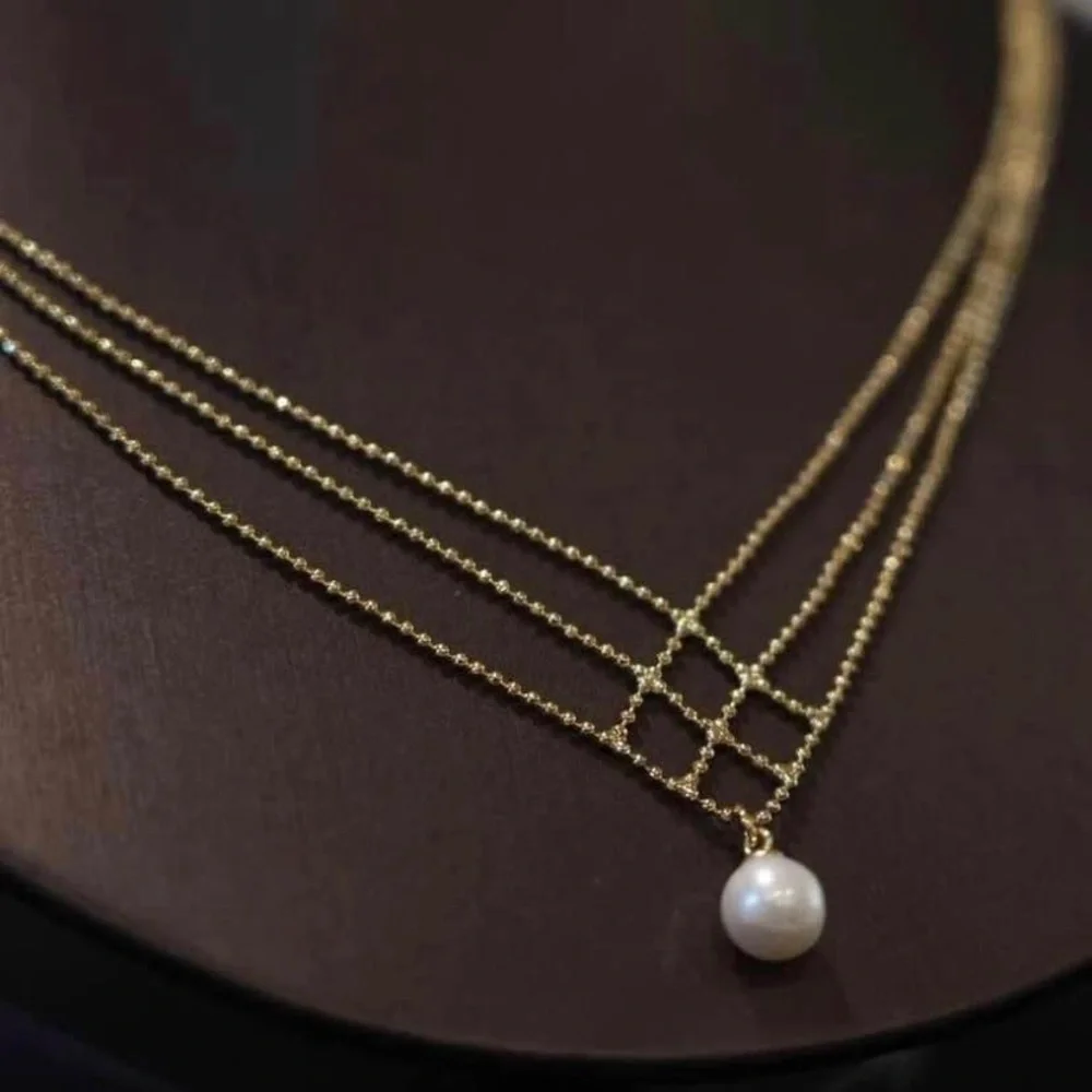 18K Gold Plated White Pearl Pendant Necklace for Women
